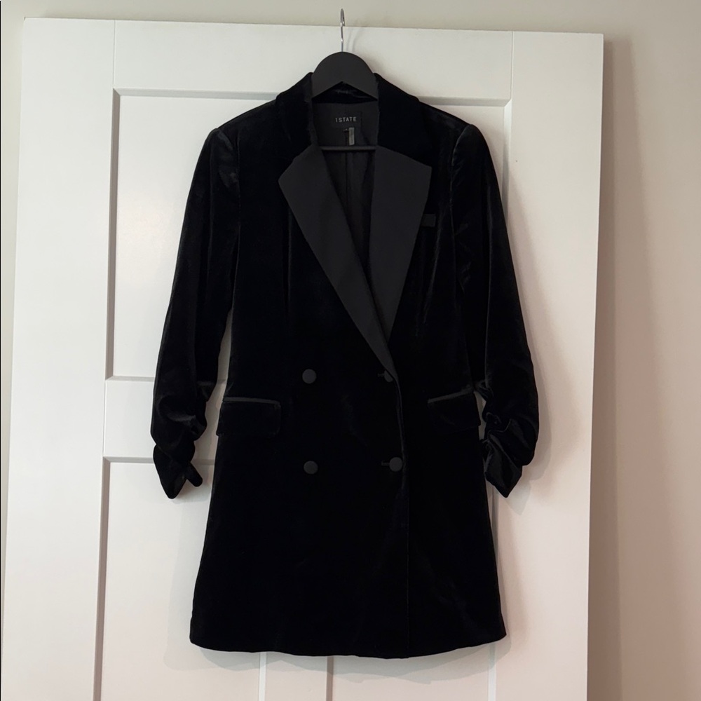 1. State Black Velvet Suit Dress